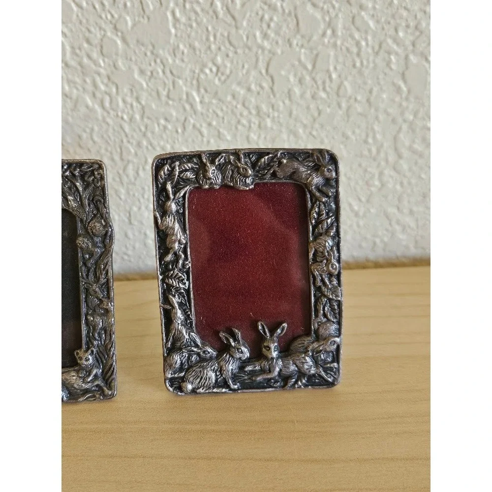 Arthur Court Vintage Miniature Picture Frames Wildlife Bunny 1989 1990 Set